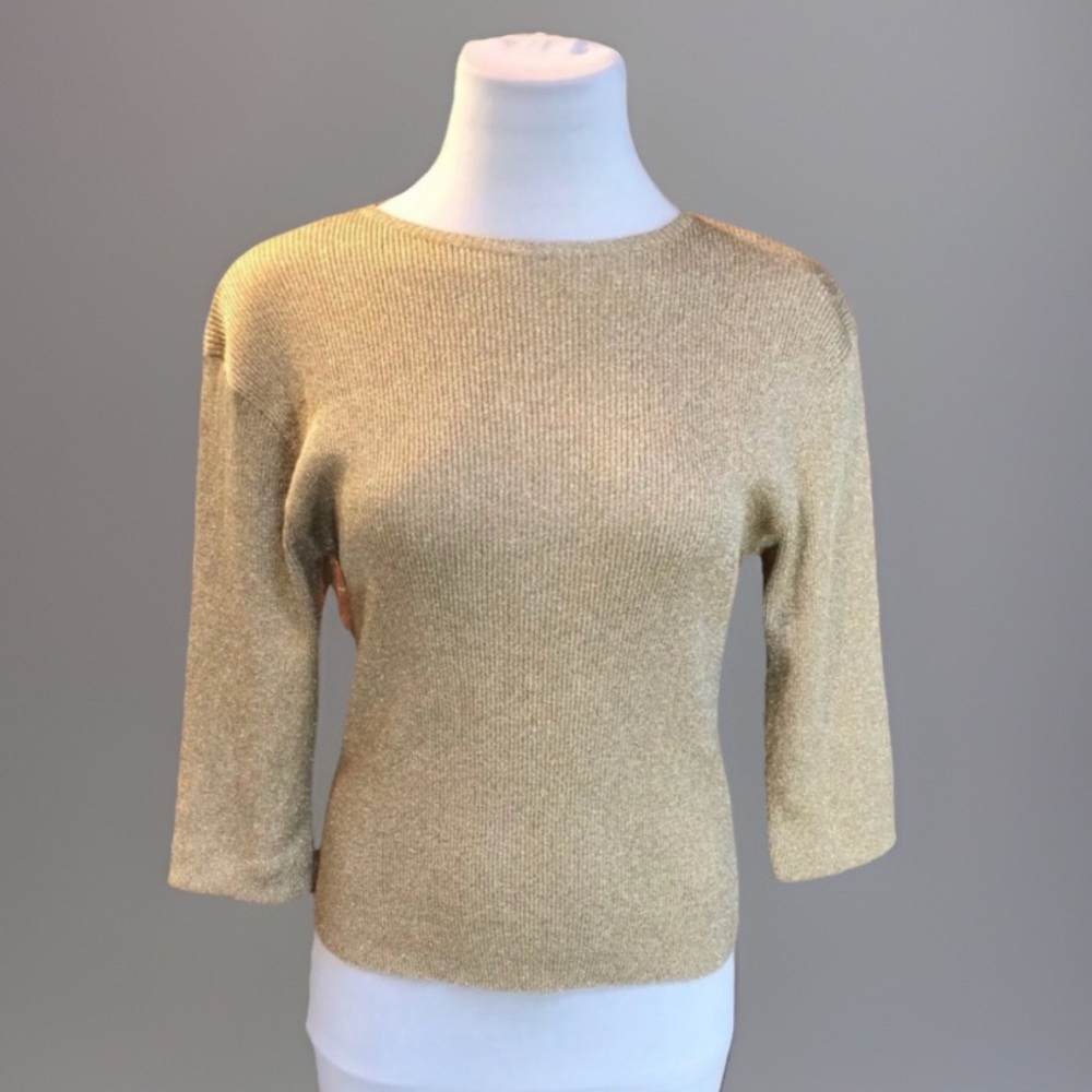 Designer ICEBERG Made in Italy Metallic Gold Disco Evening Dress Shirt T…